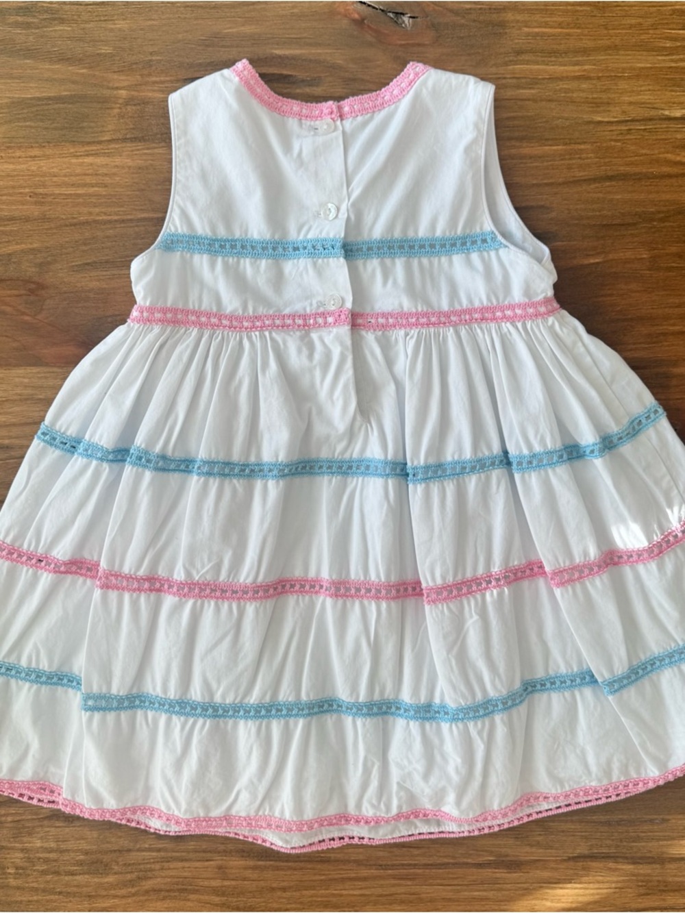 Dondolo White Dress with Pink and Blue Bows Size 3 - Picture 6 of 7